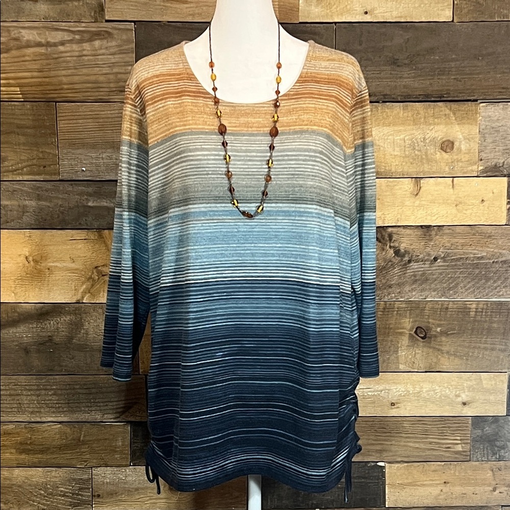 Christopher & Banks Blue and Brown Striped Tunic